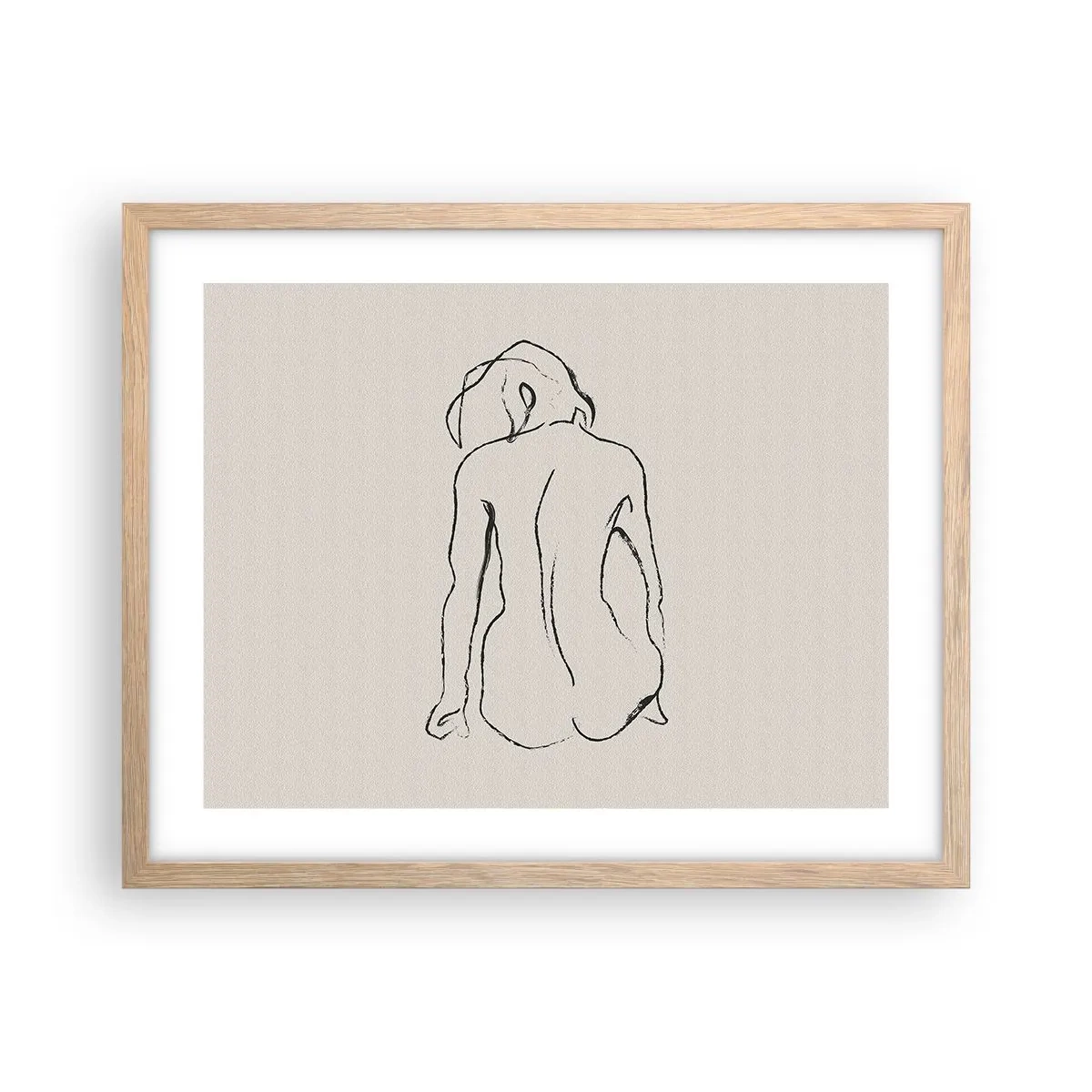 Póster en marco roble claro - Esbozos de una espalada - 50x40 cm