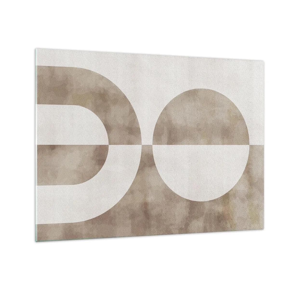 Cuadro sobre vidrio - Impresiones sobre Vidrio - Geometría beige con un semicírculo y un círculo sobre un fondo horizontal. - 70x50cm - Similitudes y diferencias - Decoración de pared moderna para salón y dormitorio ARTTOR
