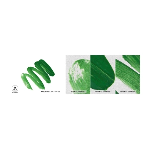 Muestra de fotomural Premium Sand - Una broma verde - Pintar, Minimalismo, Abstracción - 100x30 cm