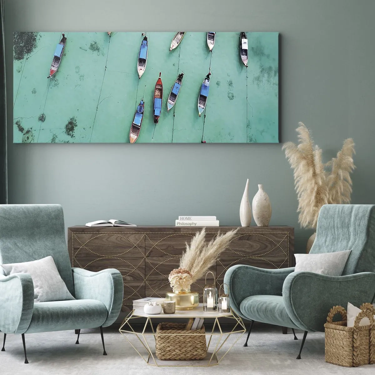 Cuadro sobre lienzo - Impresión de Imagen - En alegre espera - 100x40 cm