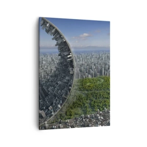 Cuadro sobre lienzo - Impresión de Imagen - Una ciudad dinámica con un toque surrealista - 50x70cm - La naturaleza es eterna - Decoración de pared moderna para salón y dormitorio ARTTOR