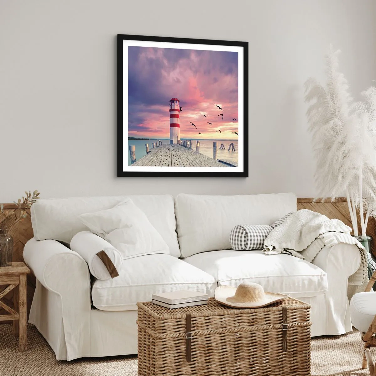 Póster en marco negro - Hora de ir al puerto - 50x50 cm