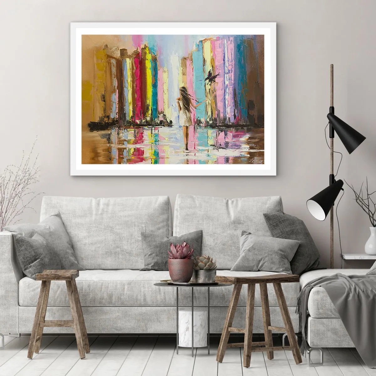 Póster en marco blanco - Sígueme - 100x70 cm