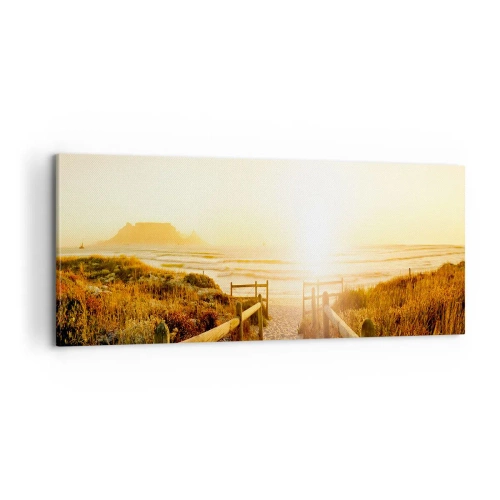 Cuadro sobre lienzo - Impresión de Imagen - A través de la duna, hacia el sol - 100x40 cm