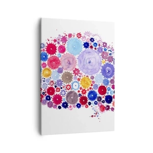 Cuadro sobre lienzo - Impresión de Imagen - Cerebro abstracto colorido con motivo floral. - 50x70cm - La máquina más perfecta de la naturaleza - Decoración de pared moderna para salón y dormitorio ARTTOR