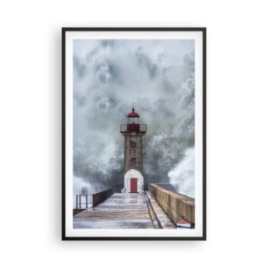 Póster en marco negro - El rugido de las aguas, la fuerza del viento - 61x91 cm
