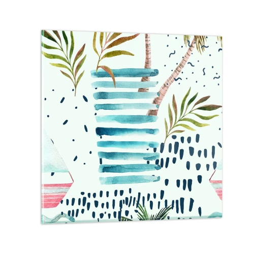 Cuadro sobre vidrio - Impresiones sobre Vidrio - Vacaciones bajo las palmeras - 30x30 cm