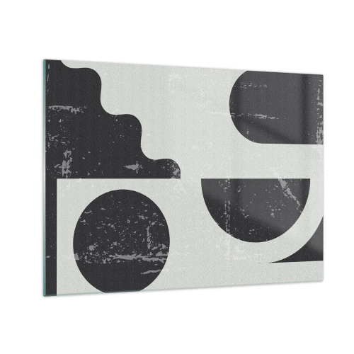 Cuadro sobre vidrio - Impresiones sobre Vidrio - Gráficos geométricos abstractos con abrasiones - 70x50cm - Composición arriba y abajo - Decoración de pared moderna para salón y dormitorio ARTTOR