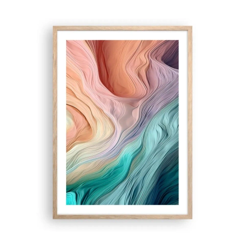 Póster en marco roble claro - Ola arco iris - 50x70 cm