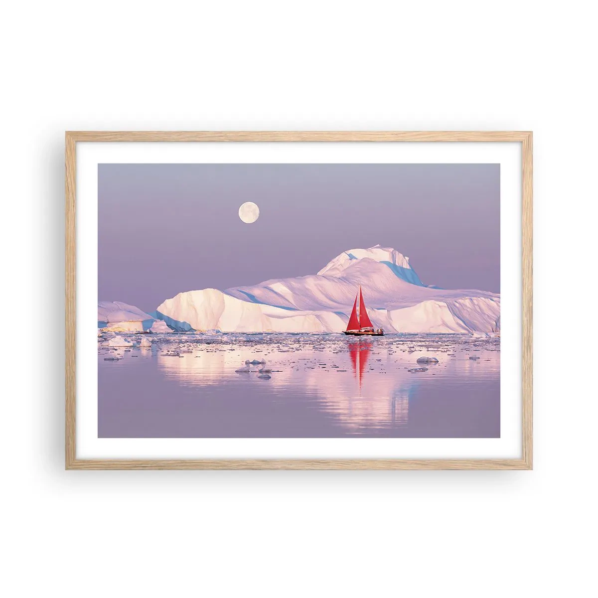 Póster en marco roble claro - El calor de la vela, el frío del hielo - 70x50 cm
