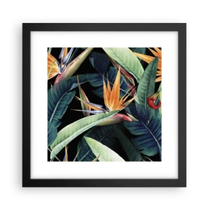 Póster en marco negro - Flores de llamas de los trópicos - 30x30 cm