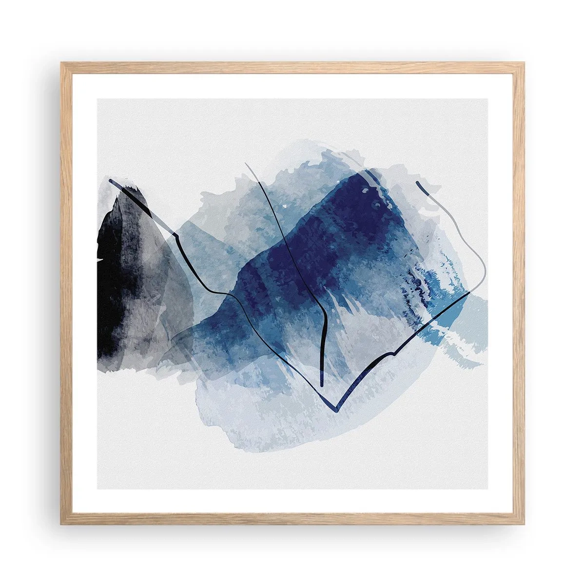 Póster en marco roble claro - Montaña helada - 60x60 cm