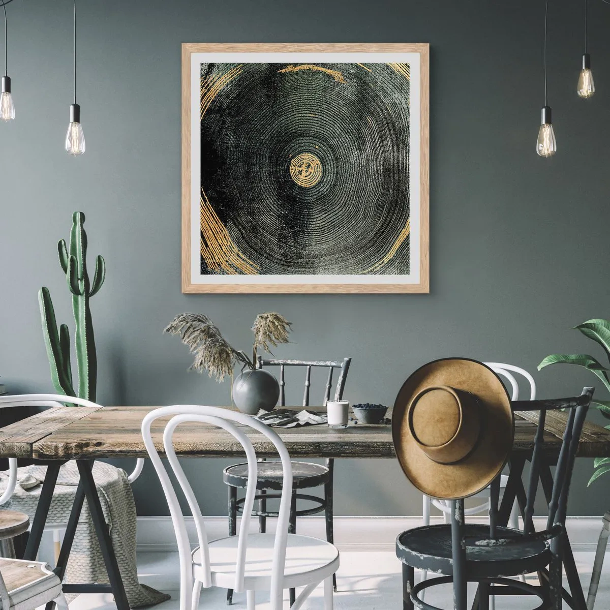 Póster en marco roble claro - Cambio y perpetuidad - 40x40 cm