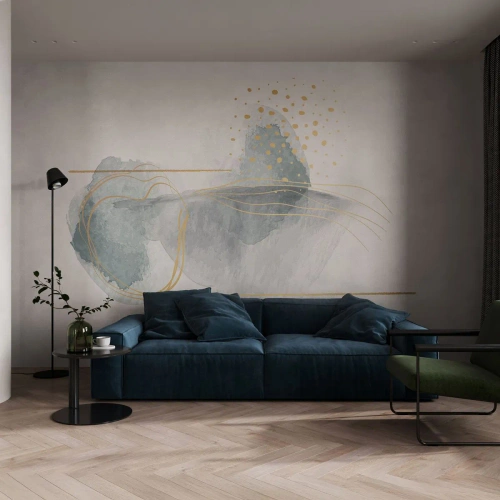 Fotomural Premium Sand - Sobre la relación entre el gris y el oro - Abstracción, Pedazo, Formas interesantes - 200x140 cm