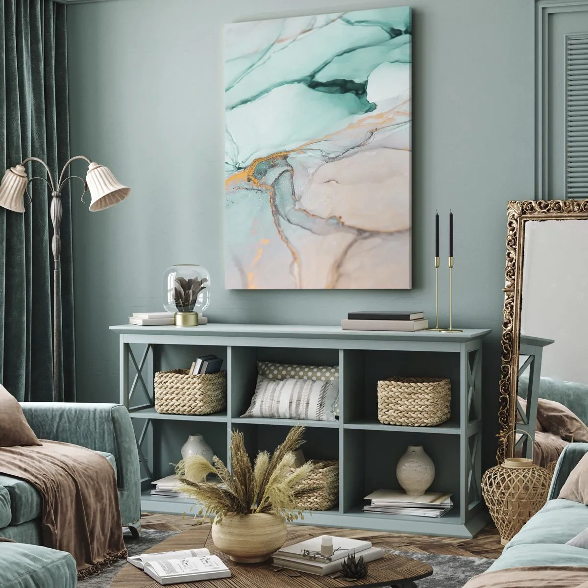 Cuadro sobre lienzo - Impresión de Imagen - Danza de formas y colores - 45x80 cm