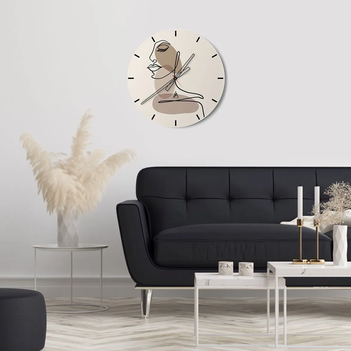 Reloj de pared - Reloj de vidrio - Una línea de hermosura - 30x30 cm