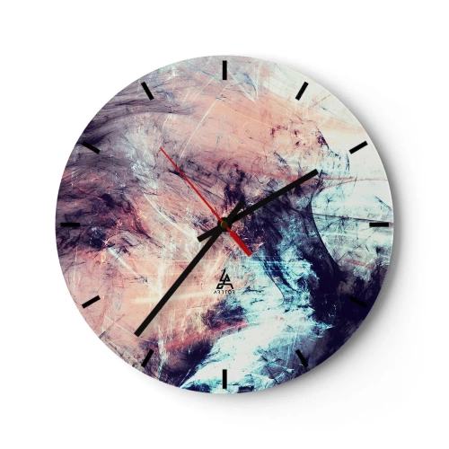 Reloj de pared - Reloj de vidrio - Composición abstracta en tonos pastel - 30x30cm - Siente el viento - Decoración de pared moderna para salón, cocina y dormitorio ARTTOR
