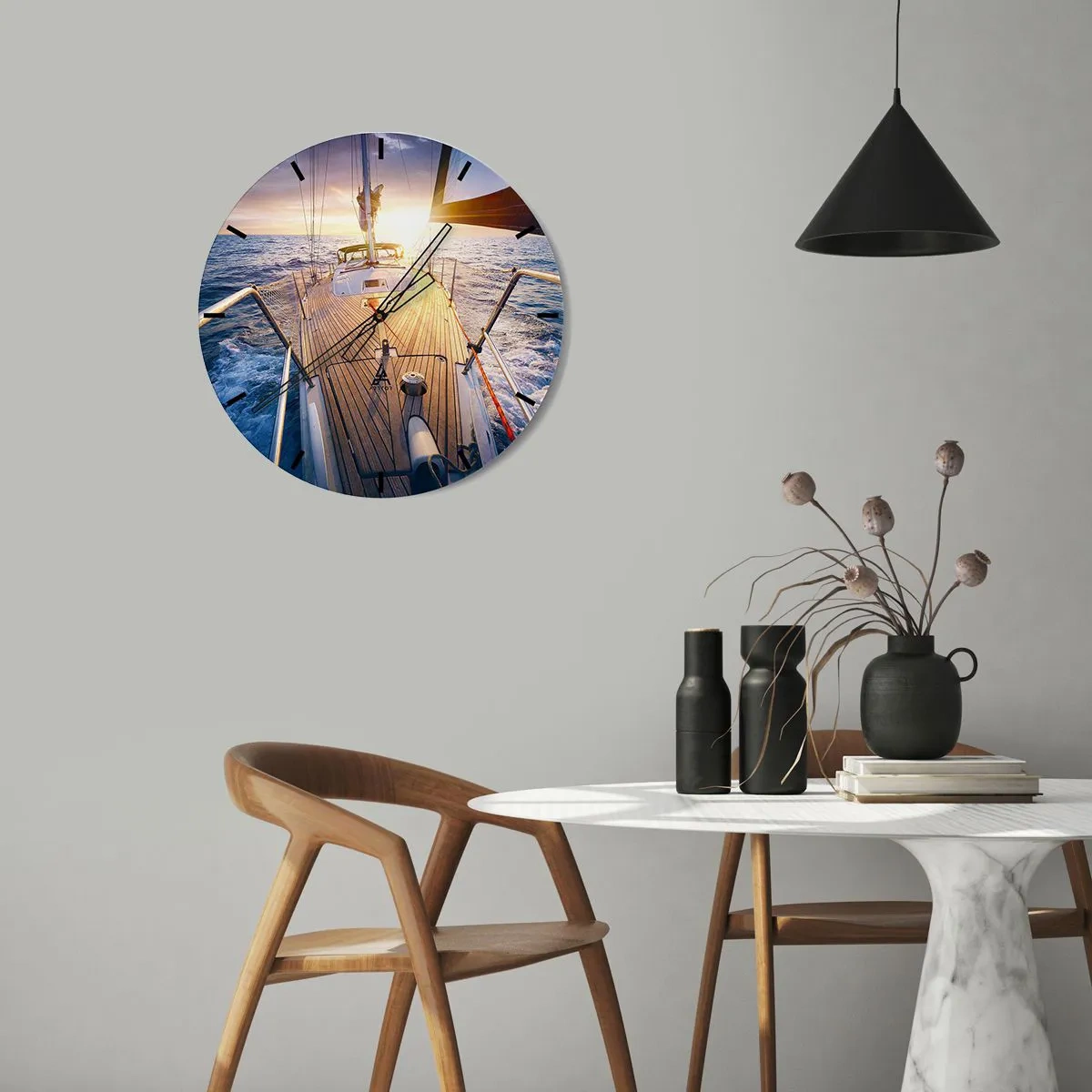 Reloj de pared - Reloj de vidrio - Corriendo sobre las olas - 40x40 cm