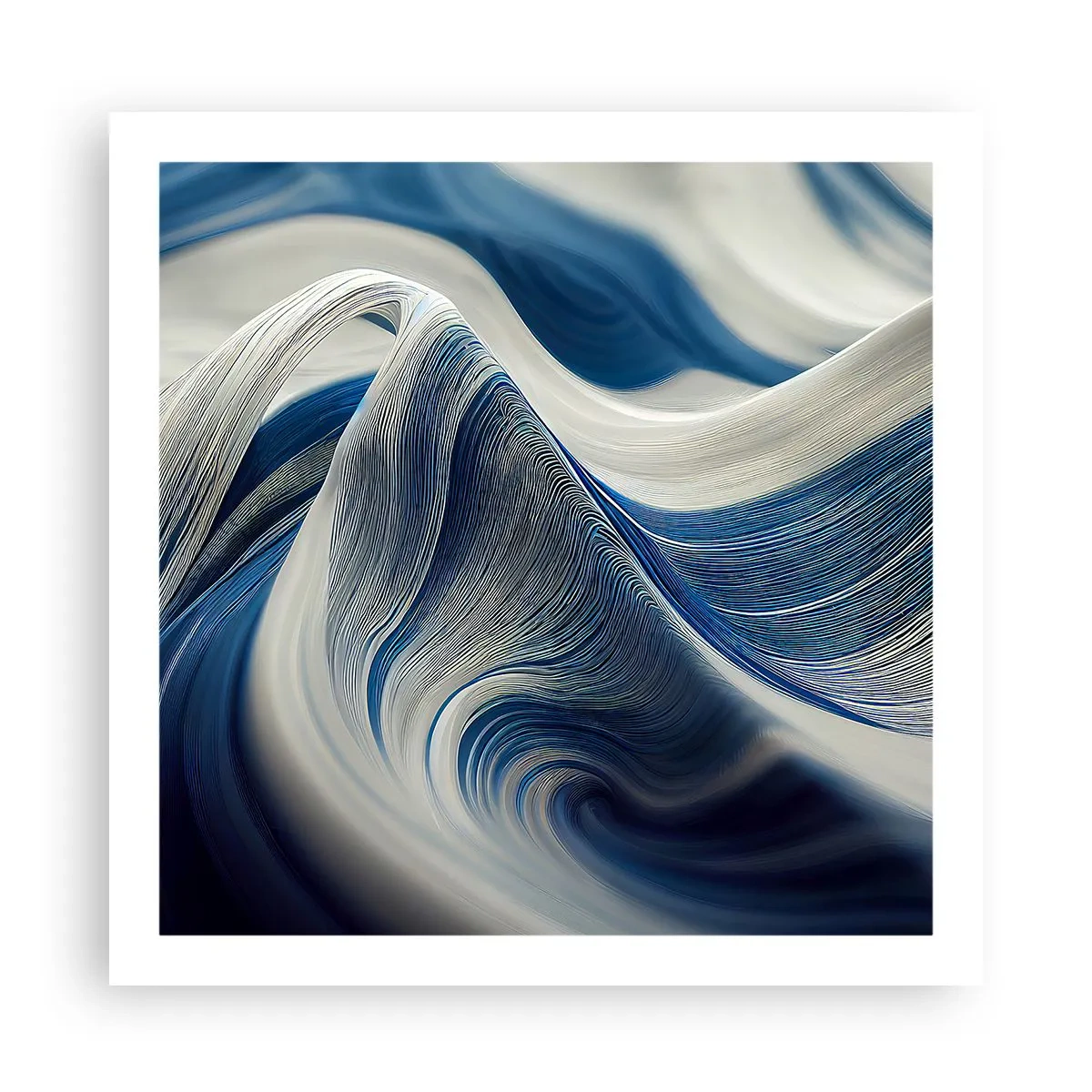 Póster - Fluidez de azul y blanco - 60x60 cm