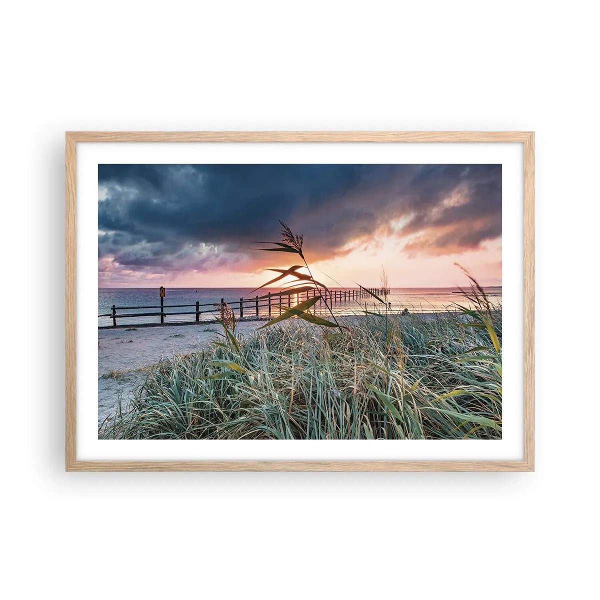 Póster en marco roble claro - Bailando con el viento - 70x50 cm