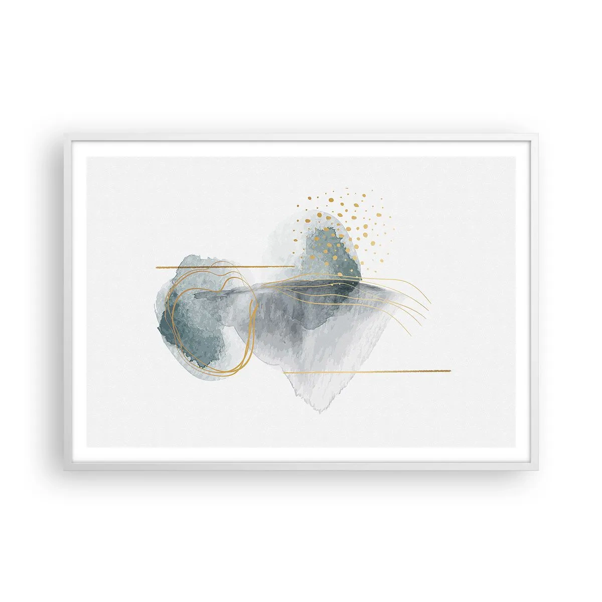 Póster en marco blanco - Sobre la relación entre el gris y el oro - 100x70 cm