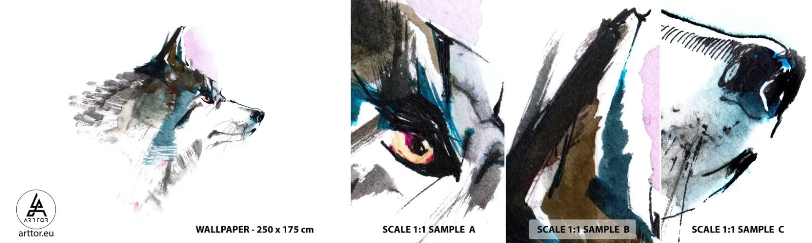 Muestra De Fotomural Standard Eco - Habla del lobo si lo ves - Abstracción, animales, Perro - 100x30 cm