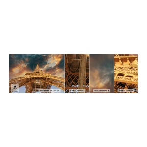 Muestra de fotomural autoadhesivo Deluxe Sticker - Mientras la humanidad alcanza el cielo - Torre Eiffel, Arquitectura, París - 100x30 cm
