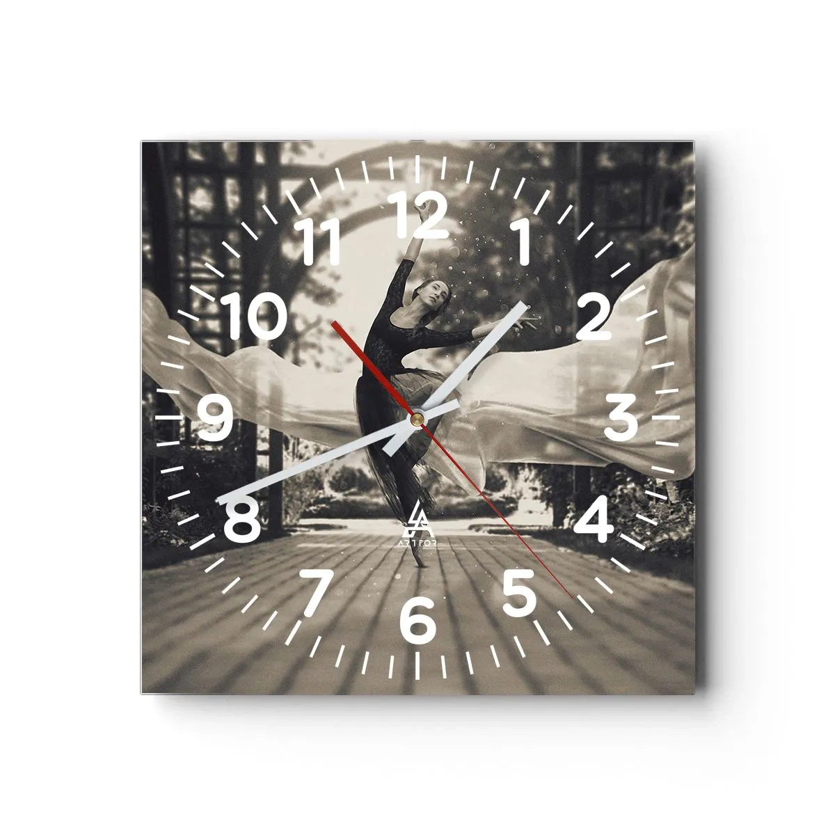 Reloj de pared - Reloj de vidrio - Danza del espíritu del jardín - 30x30 cm