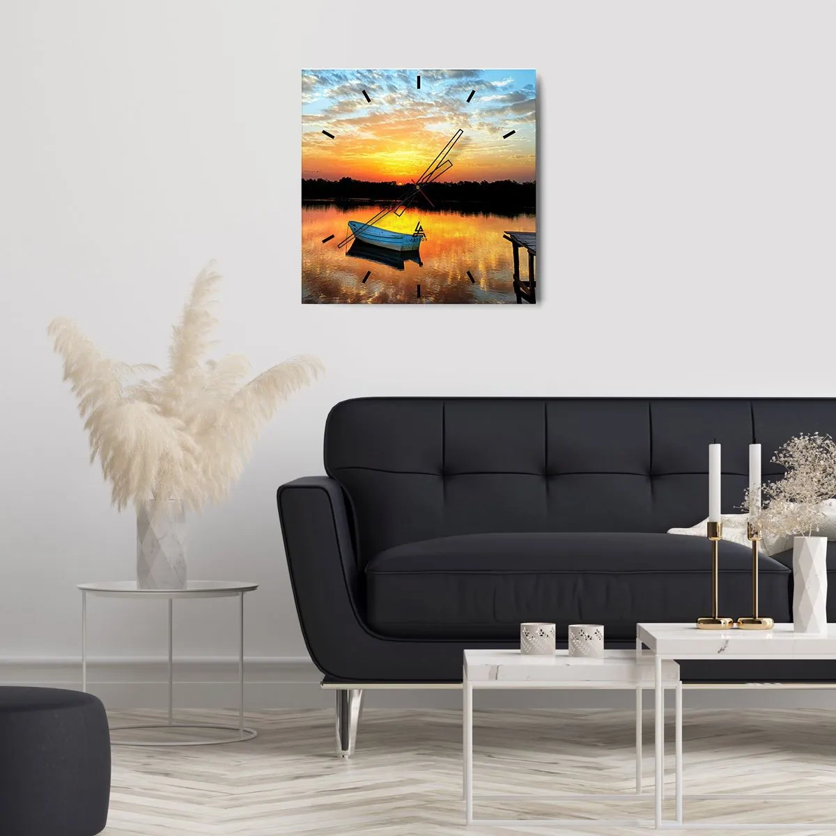 Reloj de pared - Reloj de vidrio - Mirar, escuchar, meditar - 40x40 cm