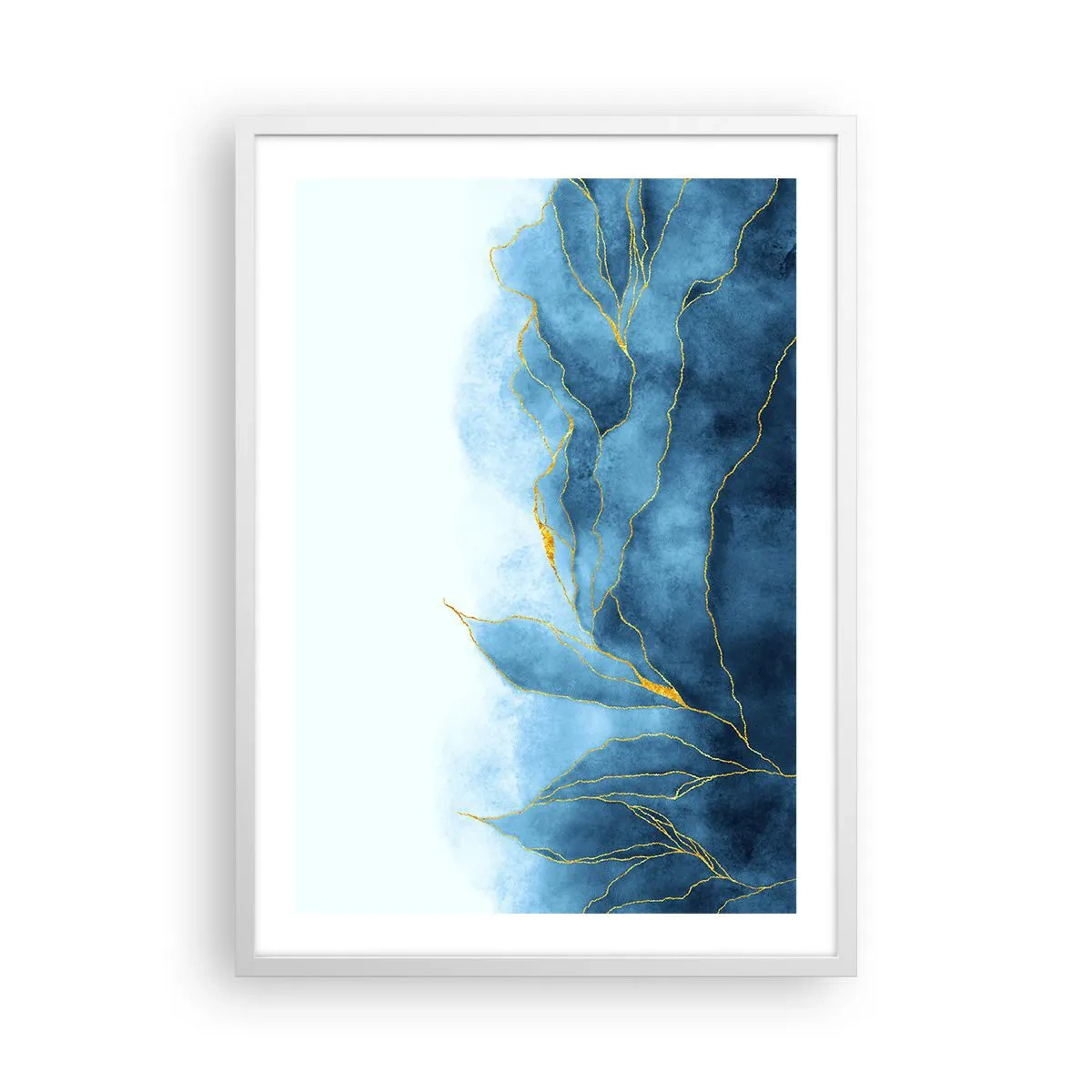 Póster en marco blanco - Oro y azul - 50x70 cm