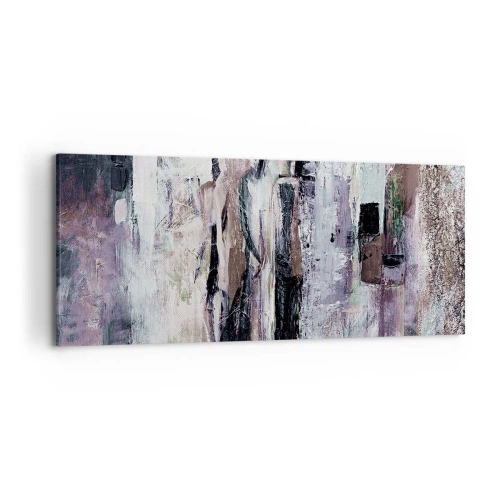 Cuadro sobre lienzo - Impresión de Imagen - Una composición abstracta con tres figuras en colores pastel. - 120x50cm - El trío misterioso - Decoración de pared moderna para salón y dormitorio ARTTOR