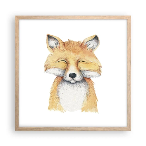 Póster en marco roble claro - Humor de zorro - 50x50 cm