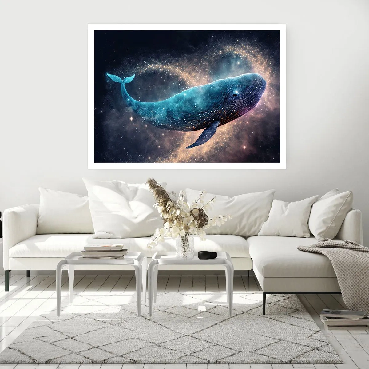 Póster - Una ballena espacial con una galaxia al fondo. - 100x70cm - Existe un mundo diferente - Decoración de pared moderna para salón y dormitorio ARTTOR