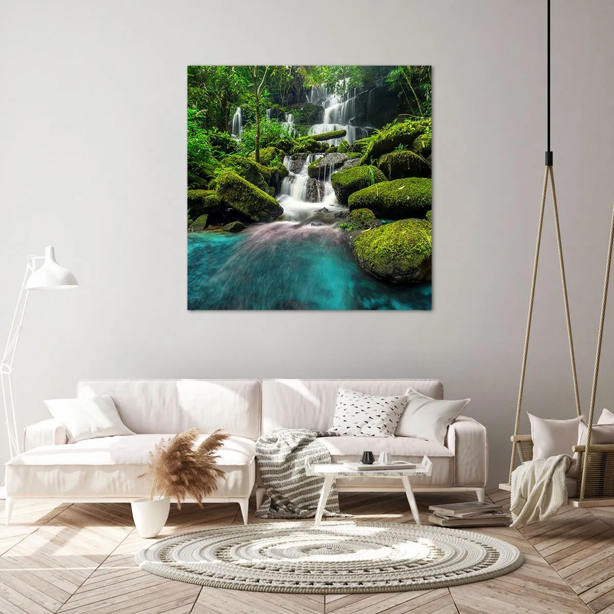 Cuadro sobre lienzo - Impresión de Imagen - Turquesa, zafiro y plata líquida - 60x60 cm