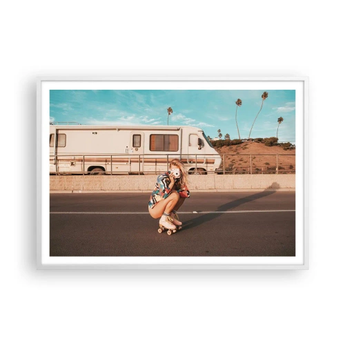 Póster en marco blanco - ¡Sonrían, por favor! - 100x70 cm