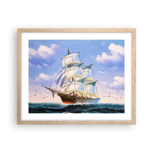 Póster en marco roble claro - Orgulloso con el viento - 50x40 cm