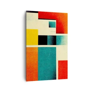 Cuadro sobre lienzo - Impresión de Imagen - Abstracción geométrica con rectángulos y cuadrados de colores. - 80x120cm - Abstracción geométrica - buena energía - Decoración de pared moderna para salón y dormitorio ARTTOR