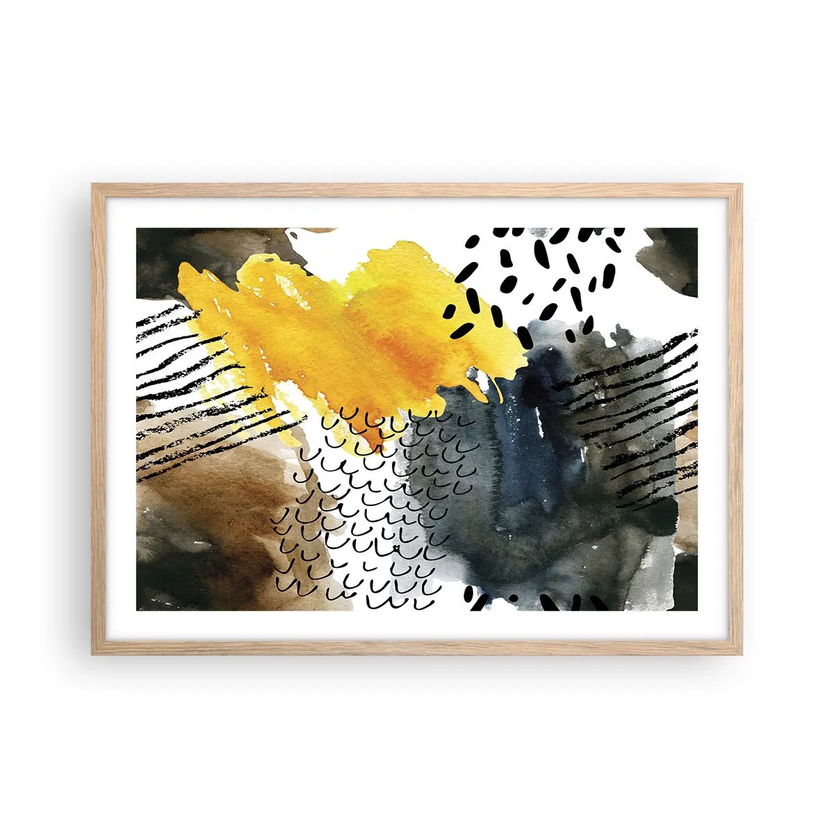 Póster en marco roble claro - Reunión de los elementos - 70x50 cm