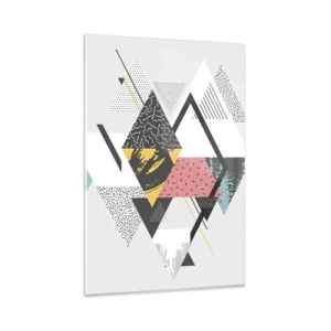 Cuadro sobre vidrio - Impresiones sobre Vidrio - Patrones geométricos sobre un fondo claro - 80x120cm - Una variación del triángulo y el rombo - Decoración de pared moderna para salón y dormitorio ARTTOR