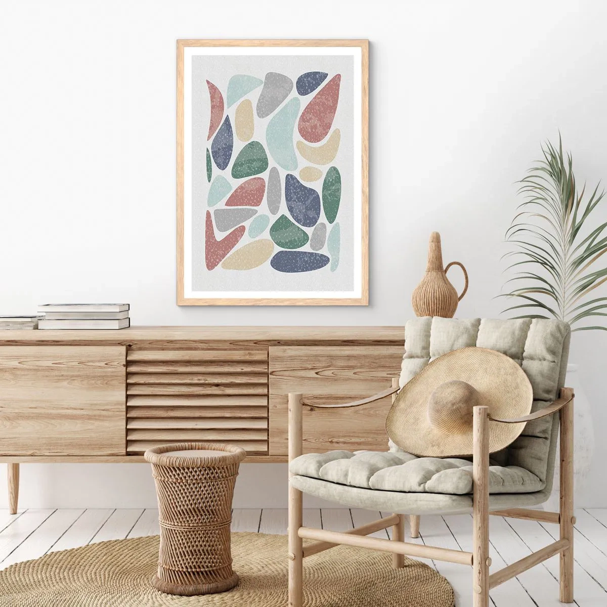 Póster en marco roble claro - Mosaico de colores empolvados - 30x40 cm