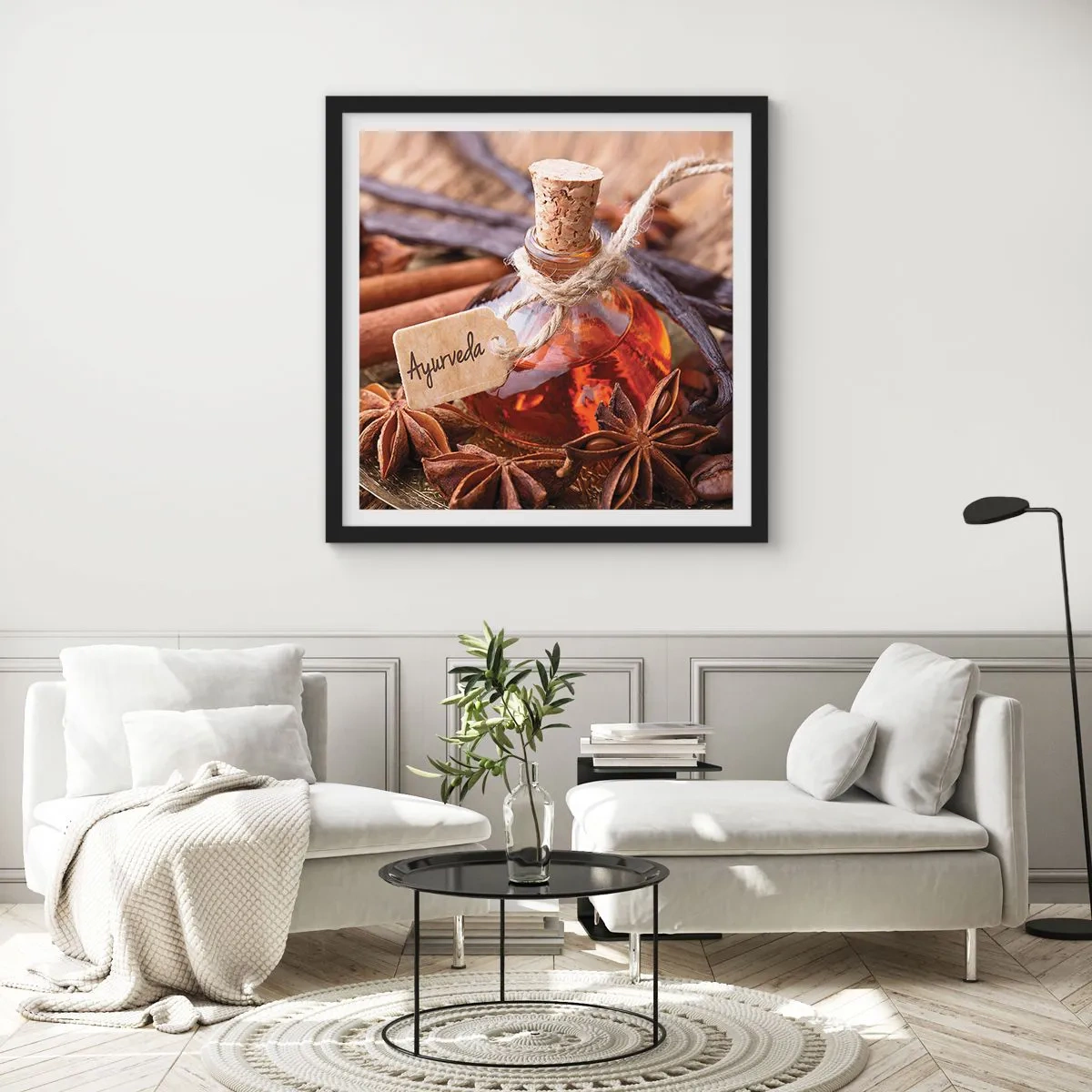 Póster en marco negro - Hacia la unidad del cuerpo y el espíritu - 40x40 cm