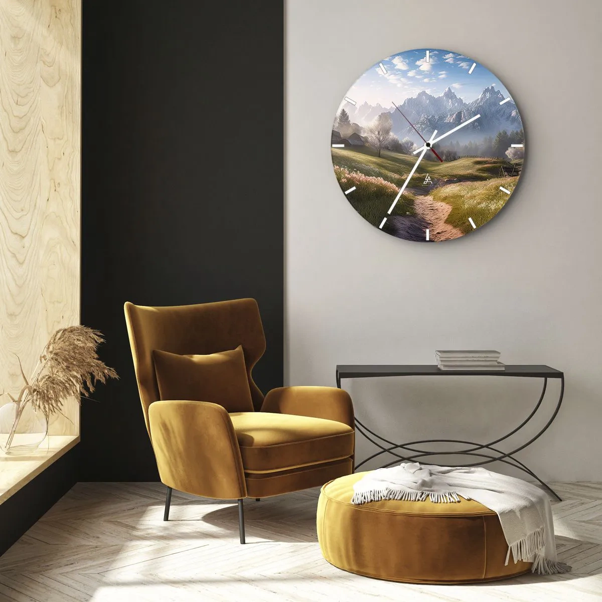 Reloj de pared - Reloj de vidrio - Valle idílico - 30x30 cm