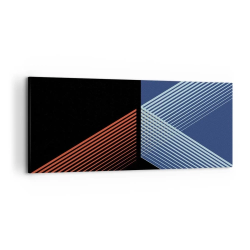Cuadro sobre lienzo - Impresión de Imagen - Líneas geométricas en tonos rojos y azules. - 120x50cm - La rectitud - Decoración de pared moderna para salón y dormitorio ARTTOR