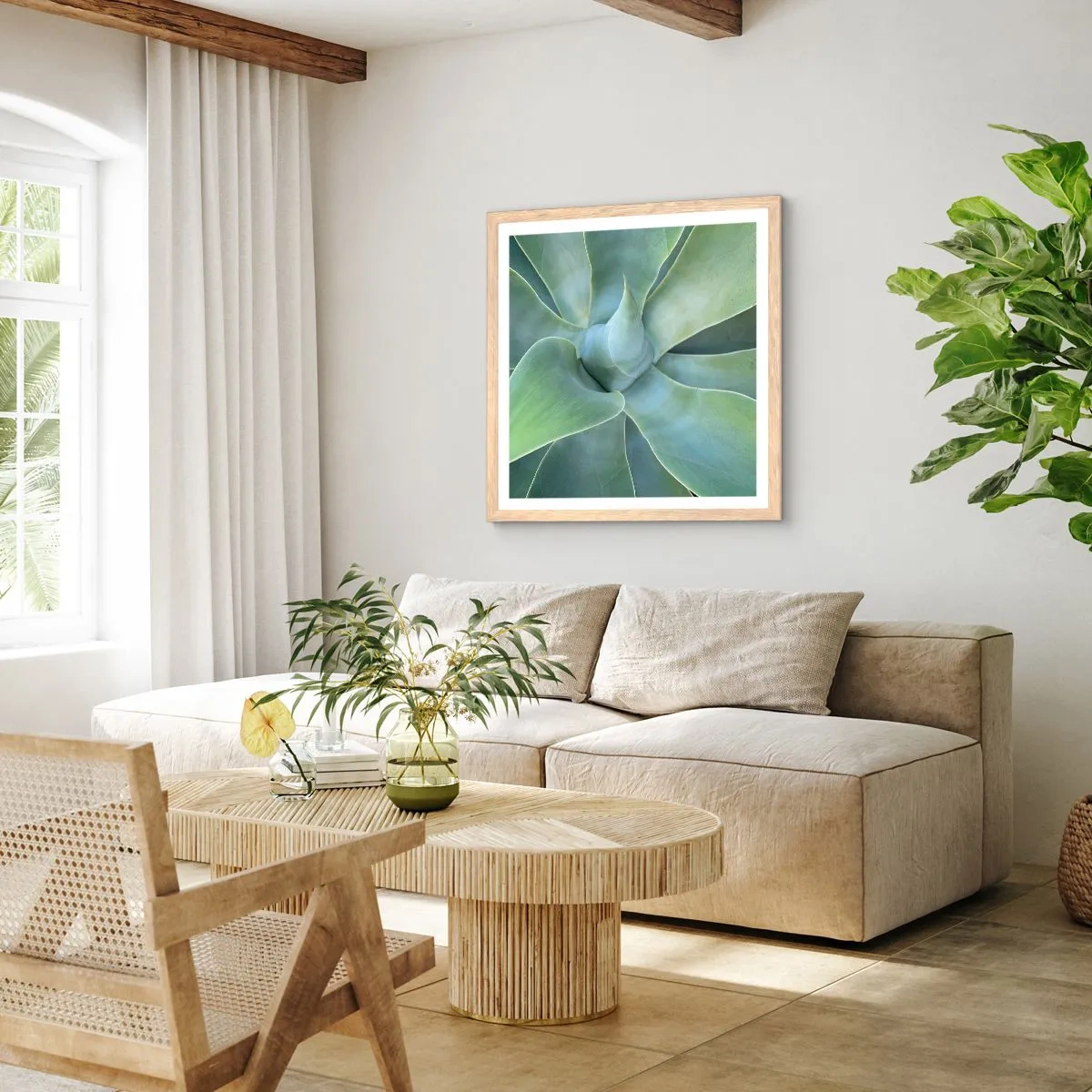 Póster en marco roble claro - El nacimiento del verde - 60x60 cm