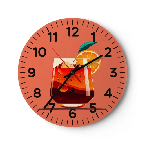 Reloj de pared - Reloj de vidrio - Refresco de verano - 40x40 cm