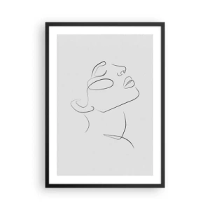 Póster en marco negro - Retrato minimalista de una mujer en estilo de arte lineal. - 50x70cm - Meandros de un sueño - Decoración de pared moderna para salón y dormitorio ARTTOR
