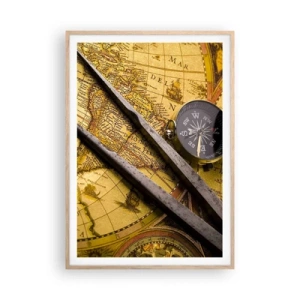 Póster en marco roble claro - ¿Dónde están los tesoros? - 70x100 cm