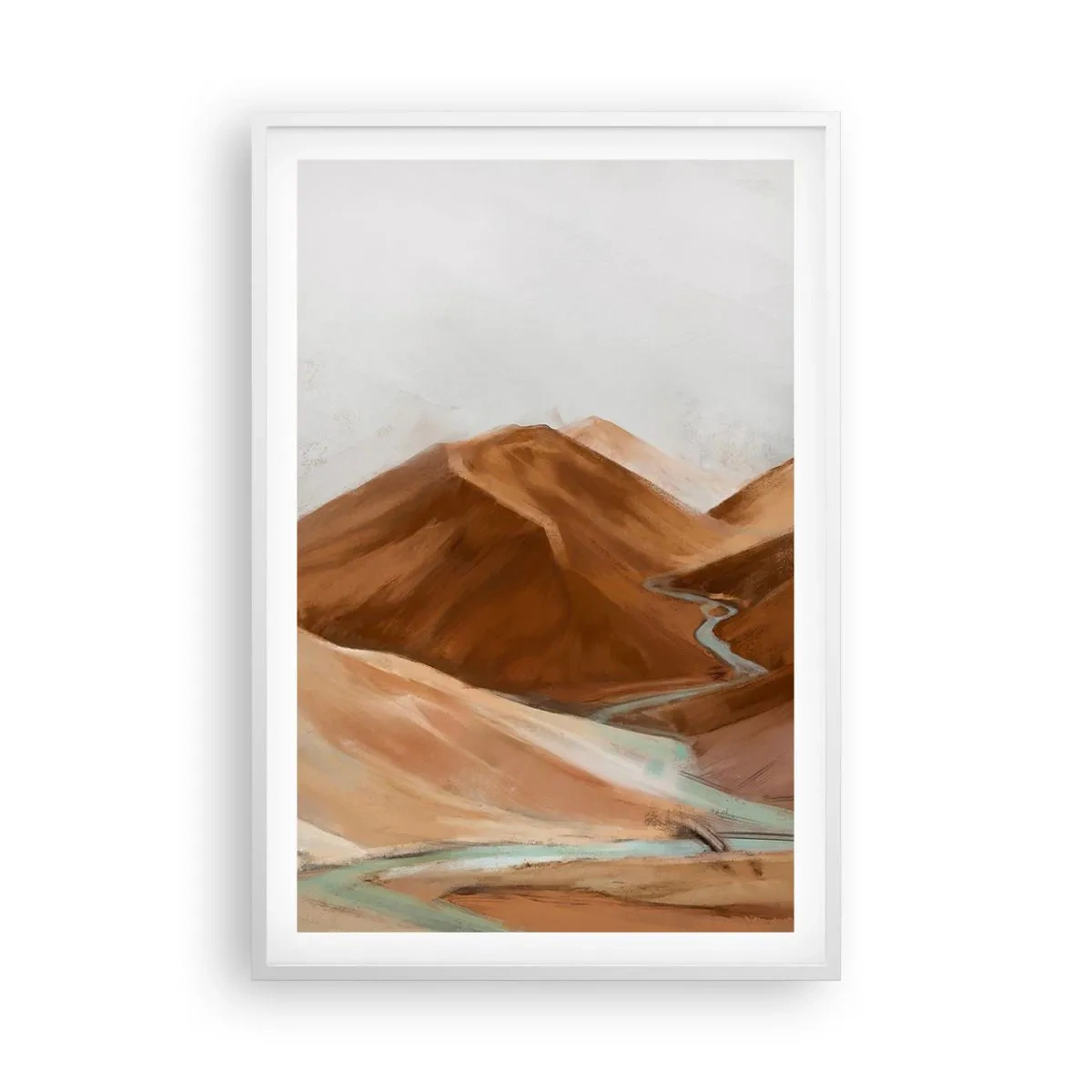 Póster en marco blanco - Ruta hacia la fuente - 61x91 cm