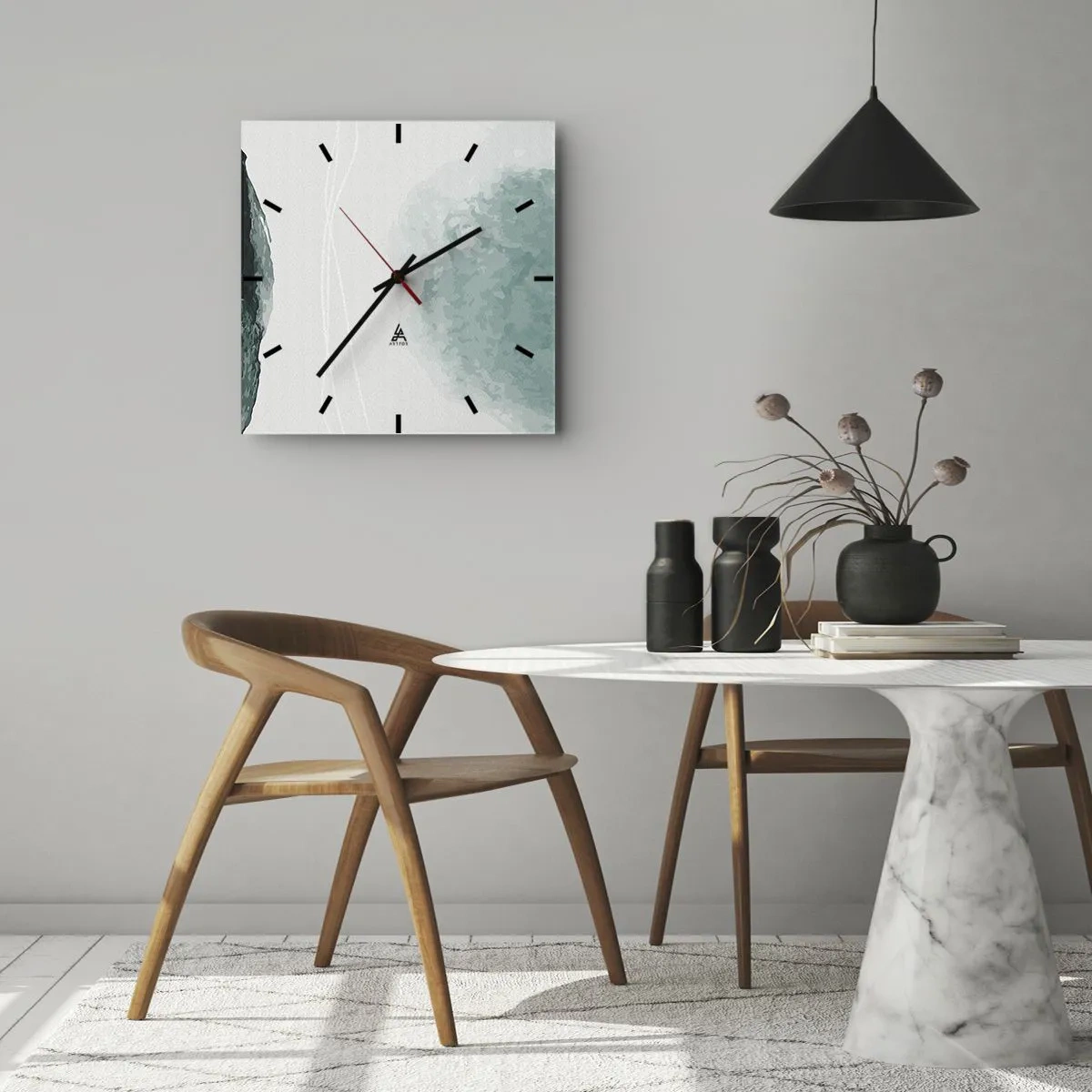 Reloj de pared - Reloj de vidrio - Un encuentro con la niebla - 30x30 cm