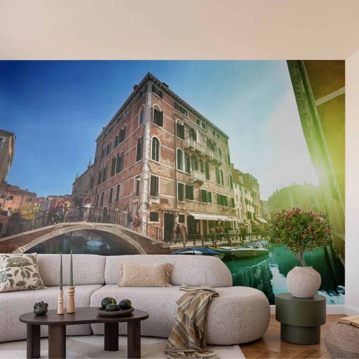 Fotomural Premium Sand - Venecia - Amore Mio - Ciudad, Venecia, Góndolas - 100x70 cm